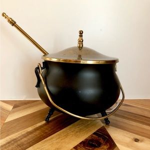 Vintage 1940s Brass Heavy Fire Starter Cauldron Smudge Pot for Fireplace